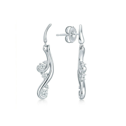 Partial view of waterfall earrings with the right side tilted to highlight the style of earnuts. Item No. 40437