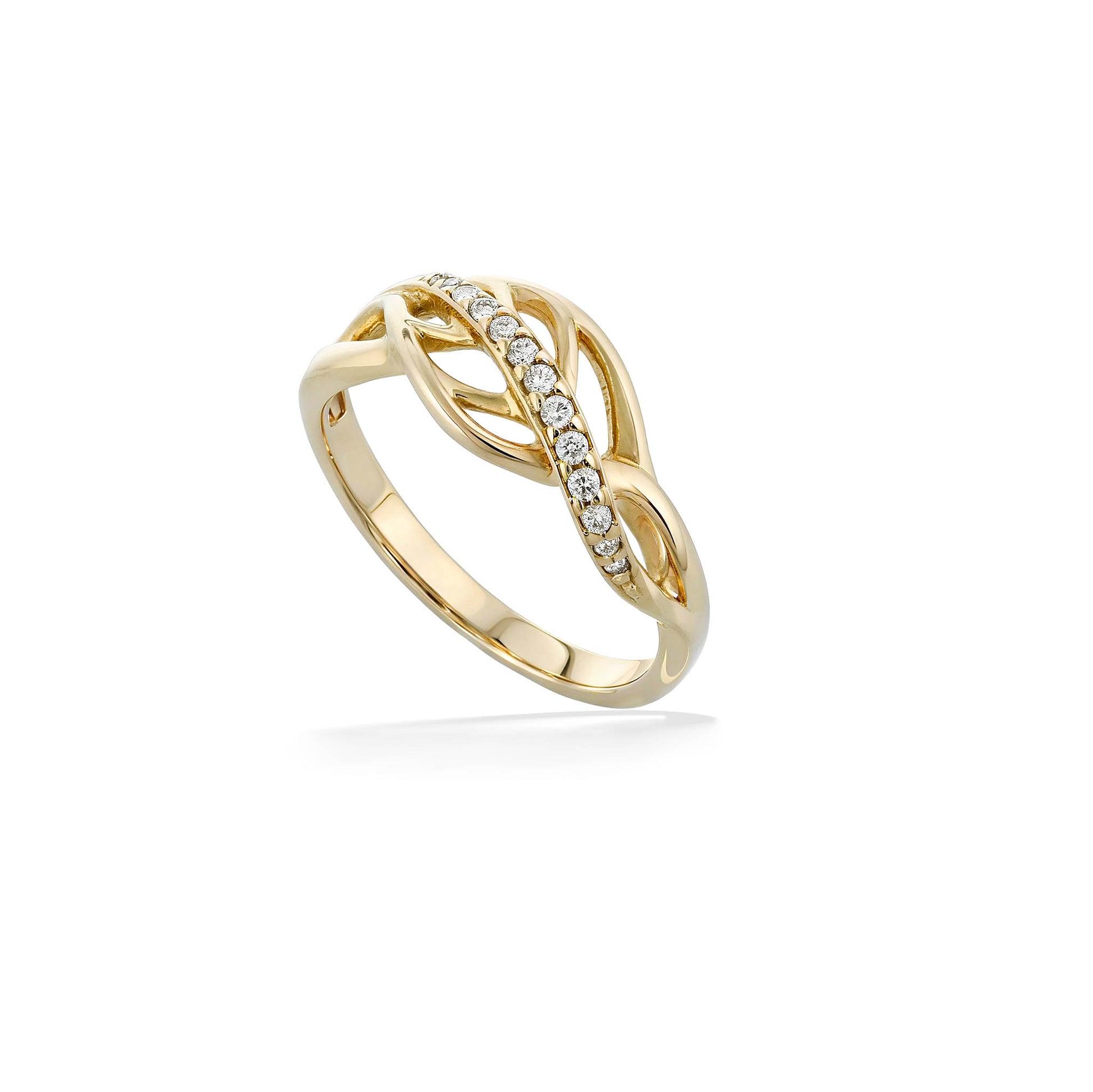 14K Gold Maile Leaf Ring with Diamonds – Na Hoku