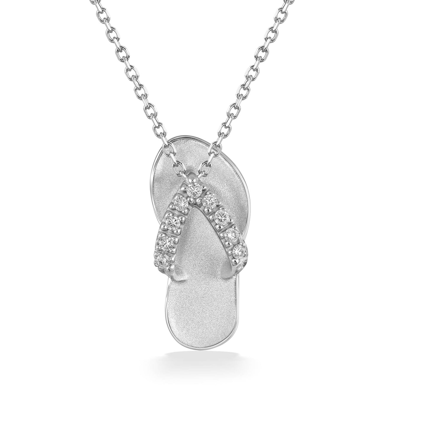 White gold classic slipper (flip flops) with realistic details and diamond-lined straps. Item No. 10691