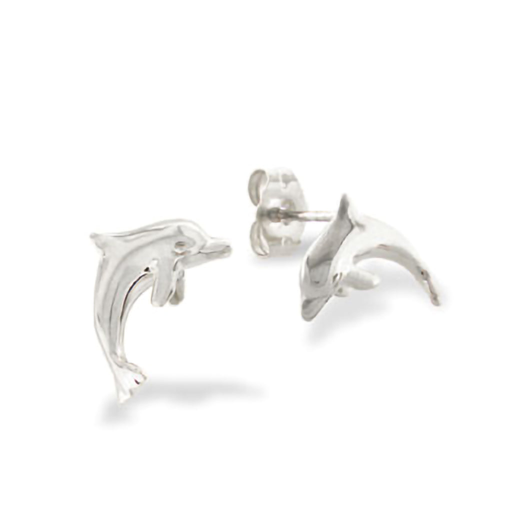 14933 - 14K White Gold - Dolphin Stud Earrings