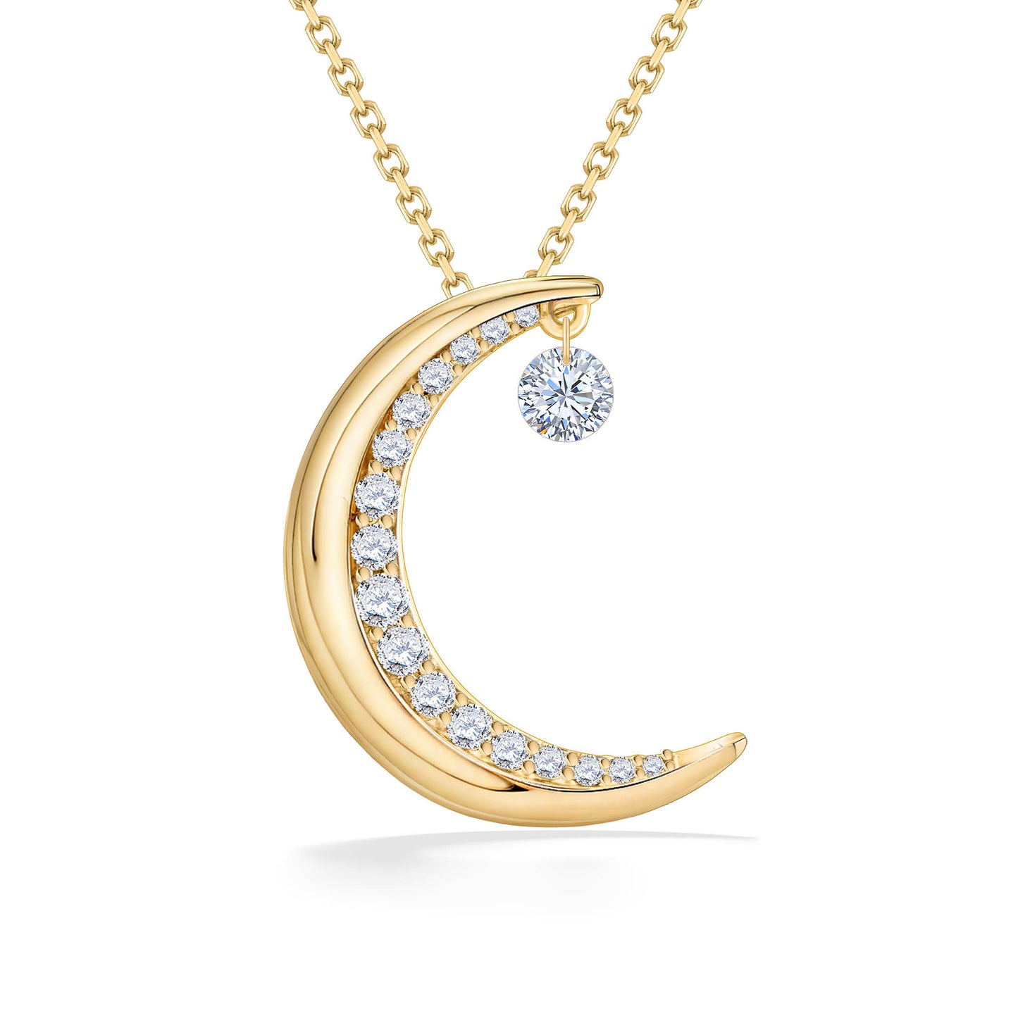 19518 - 14K Yellow Gold - Moon and Star Shimmer Pendant
