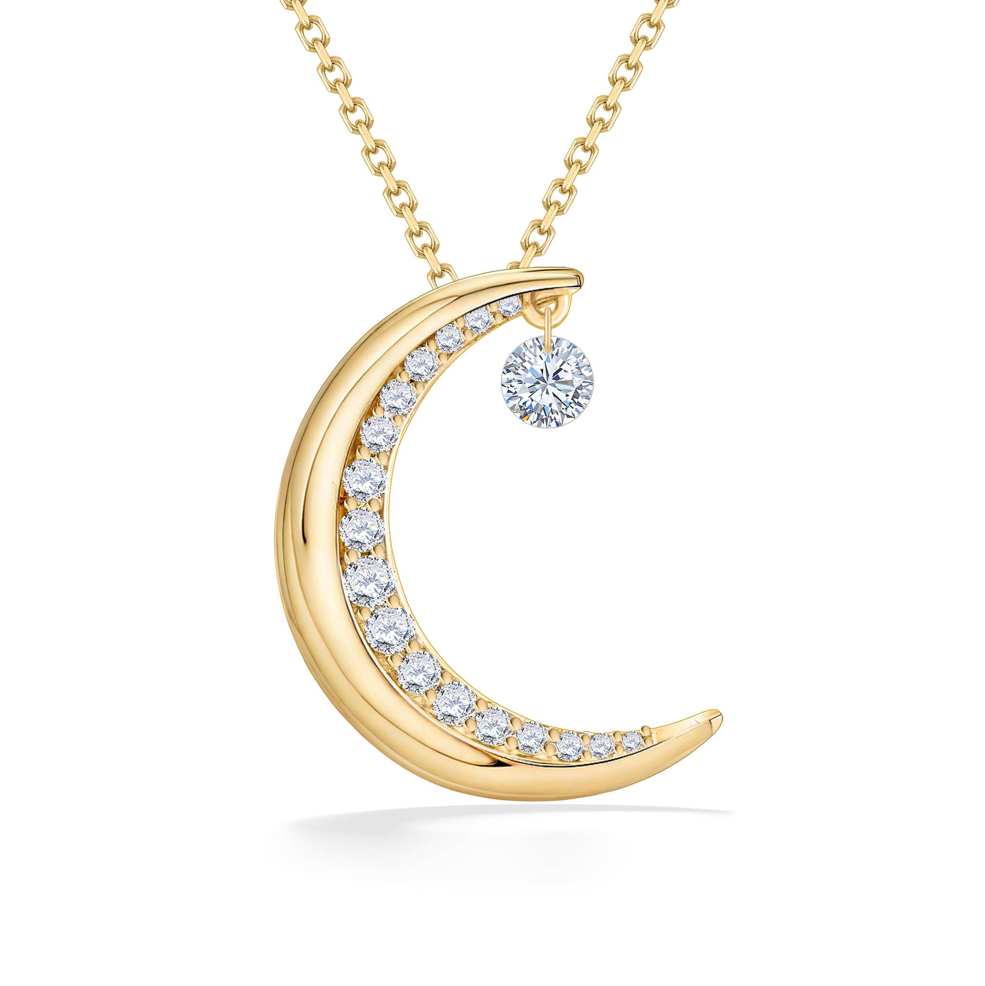 Moon Star Diamond Shimmer Pendant – 14k Gold – Na Hoku