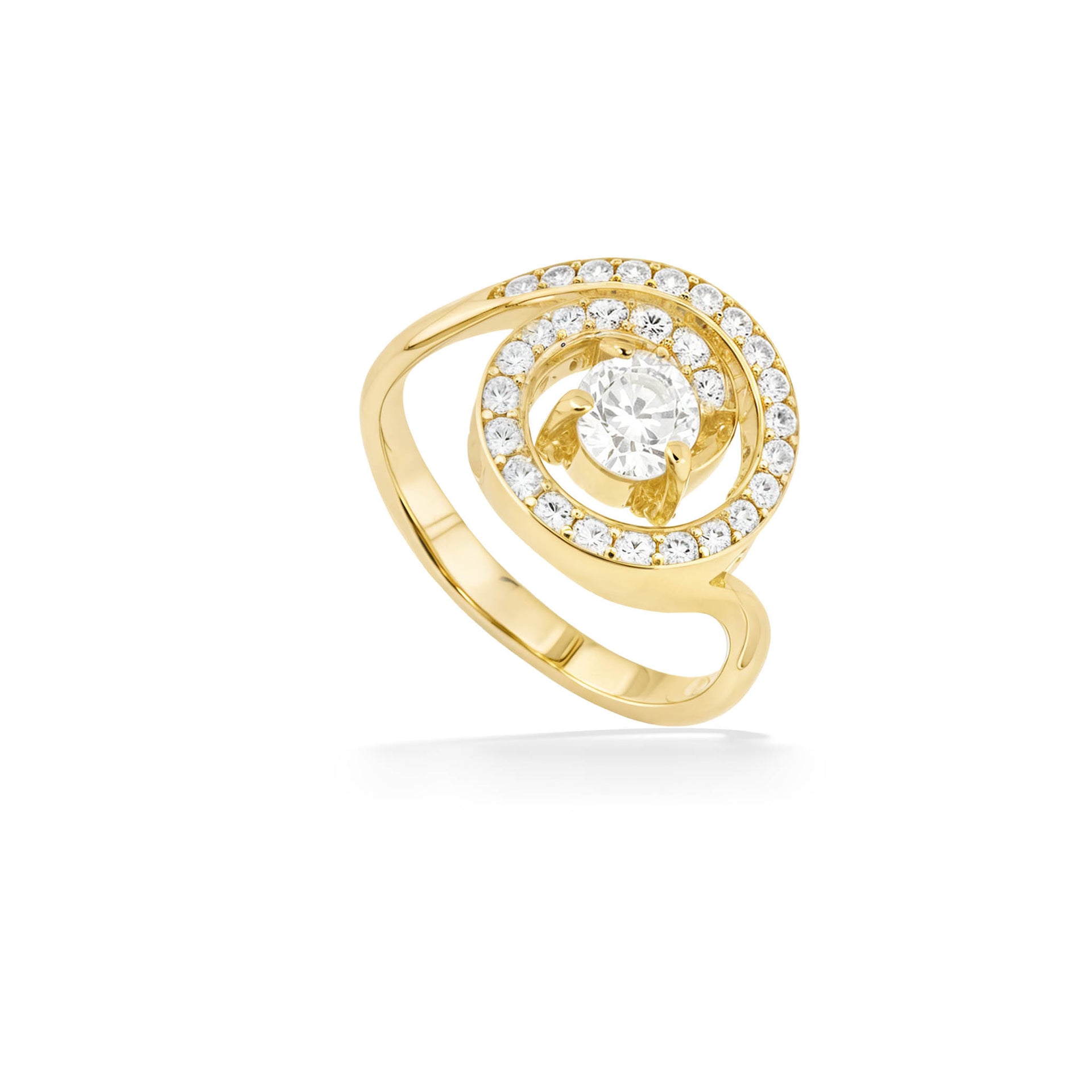 14K Gold & 1/2 Carat Center Diamond Wave Ring – Na Hoku