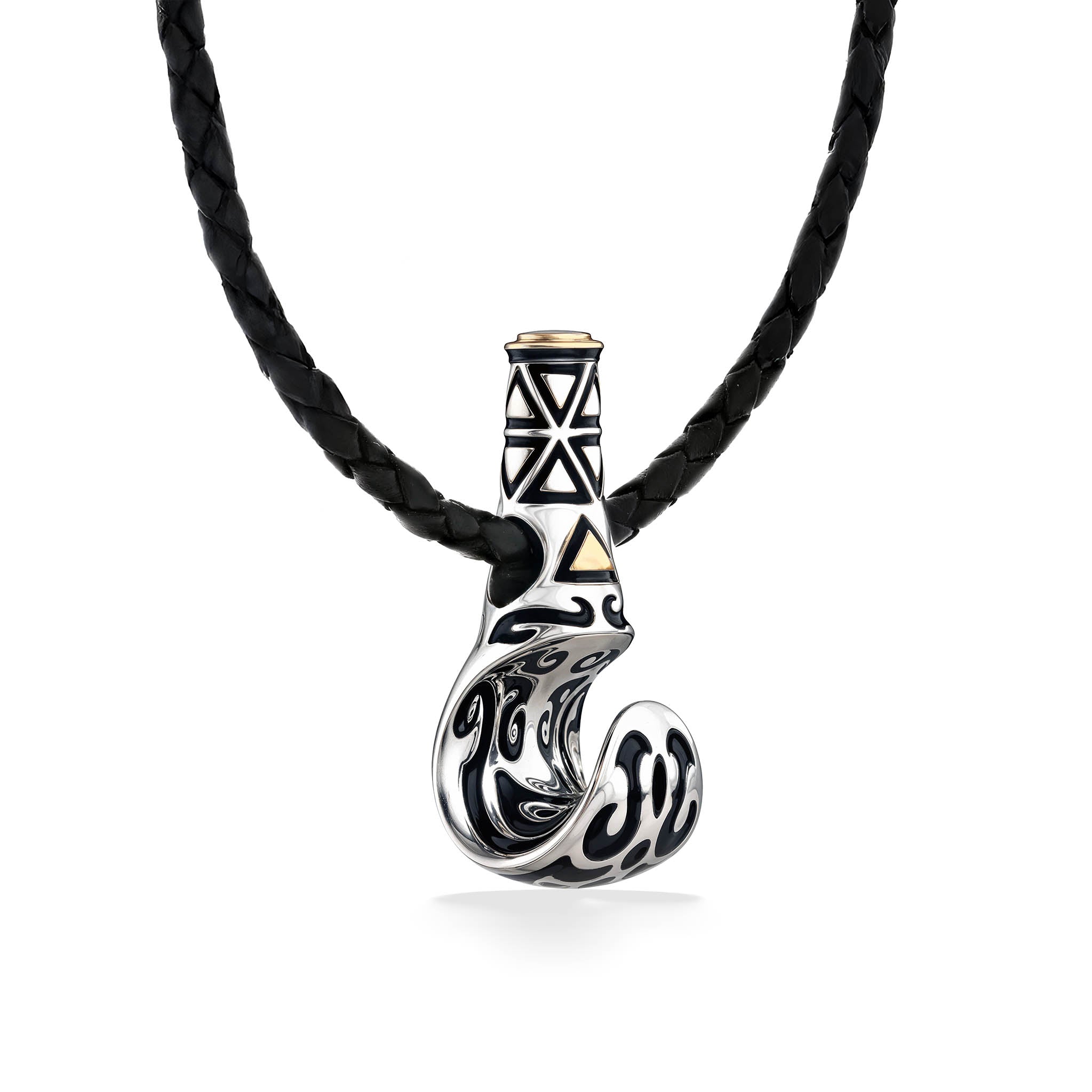 Sterling Silver Palaoa Pendant – Leather Cord – Na Hoku