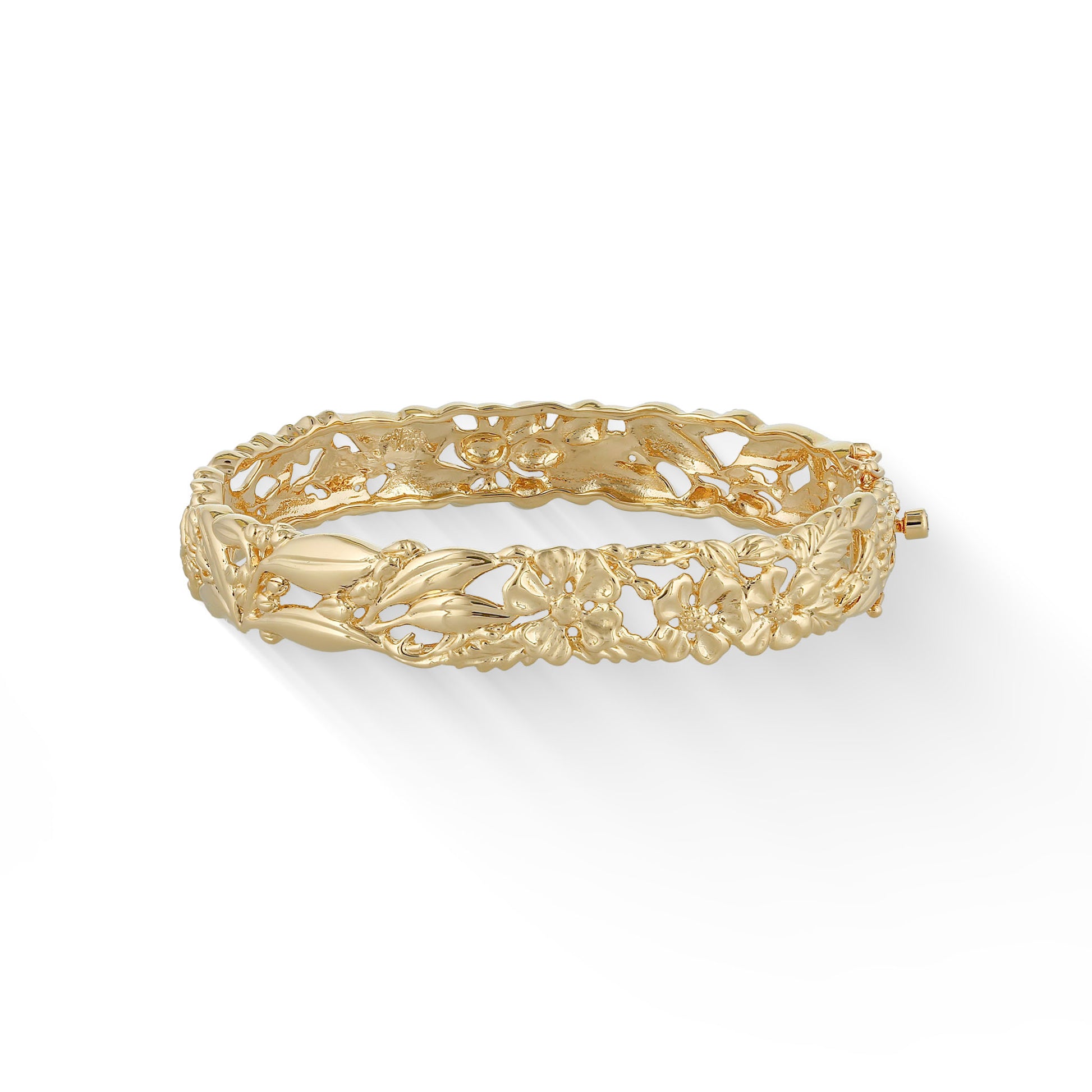 41516 - 14K Yellow Gold - Flowers of the Islands Hinged Bangle