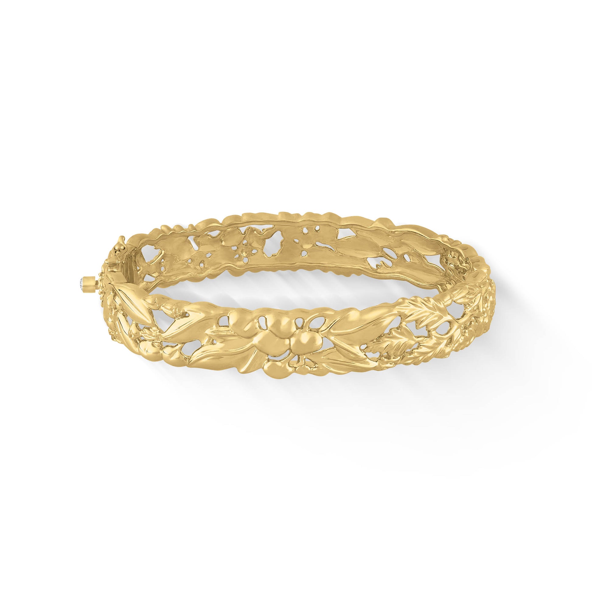41516 - 14K Yellow Gold - Flowers of the Islands Hinged Bangle