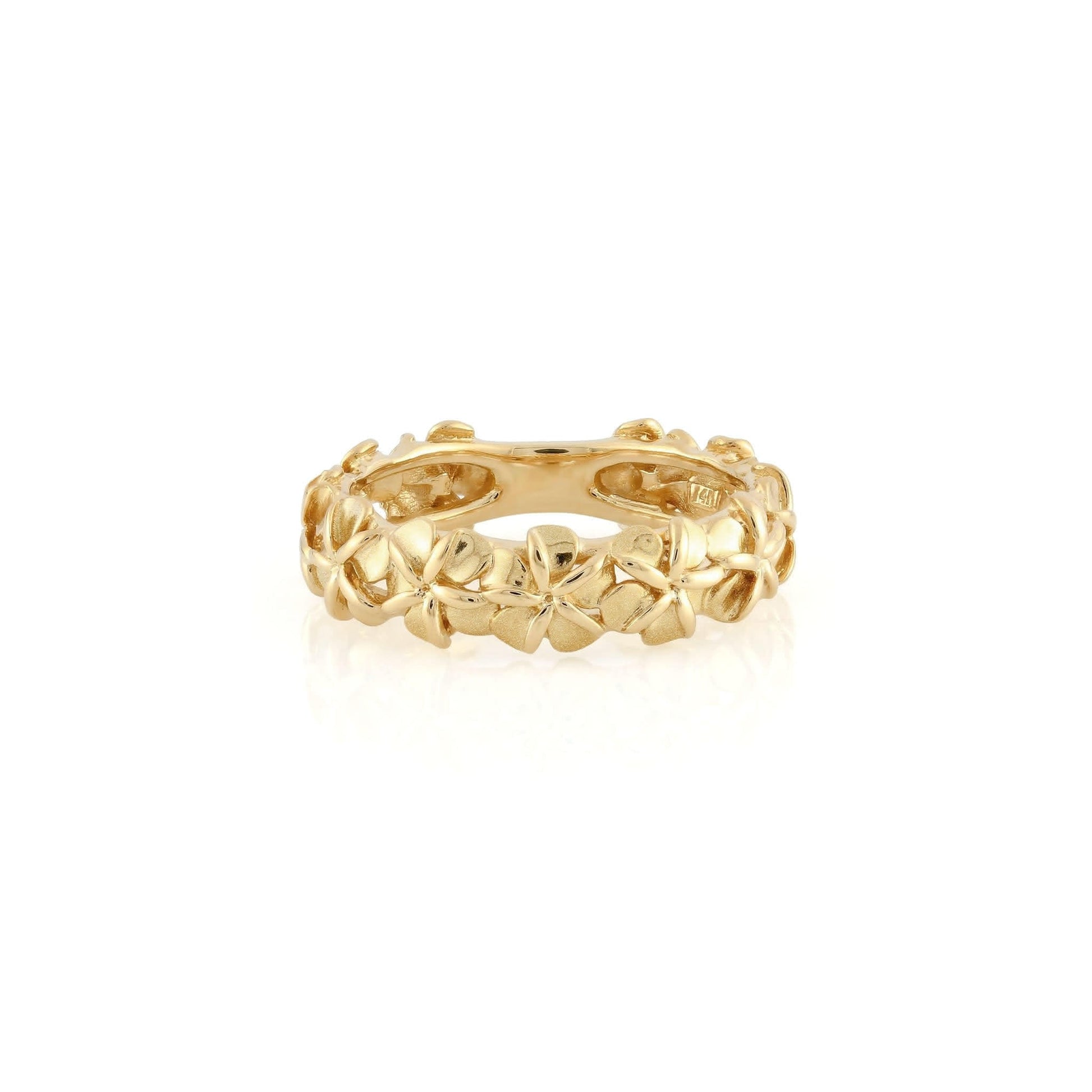 40978 - 14K Yellow Gold - Plumeria Lei Ring, Size 7