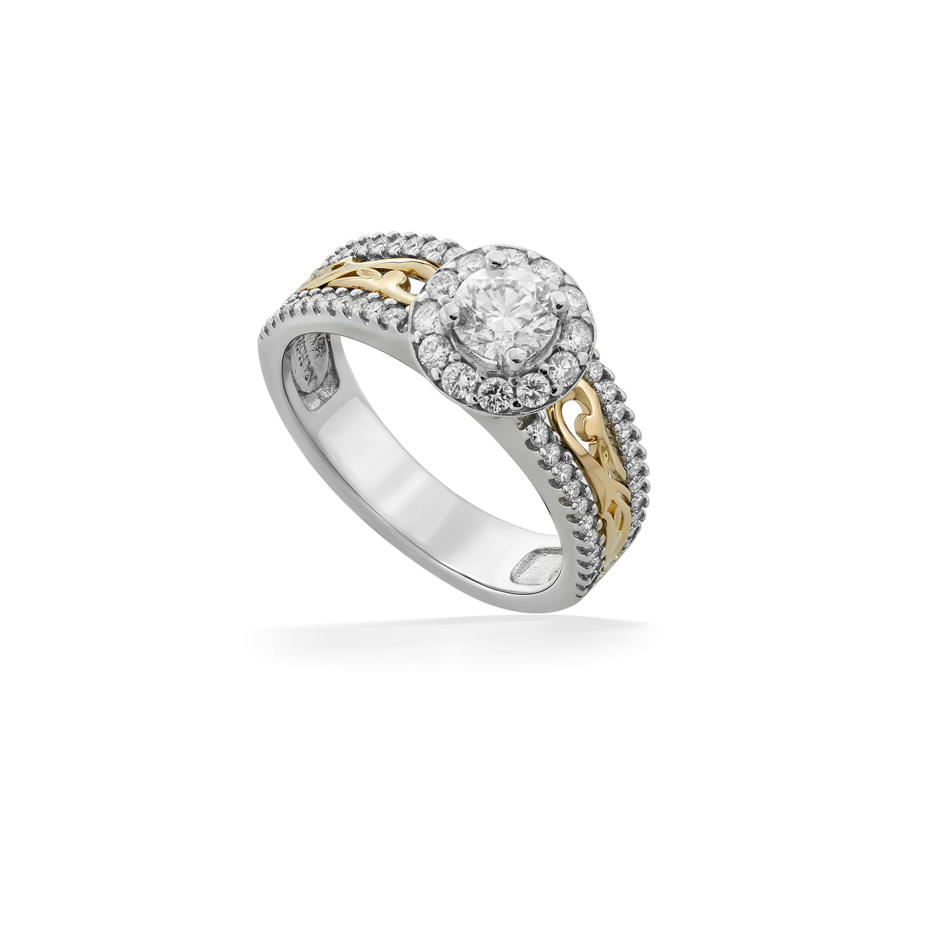40834 - 14K White Gold and 14K Yellow Gold - Nalani Round Halo Ring
