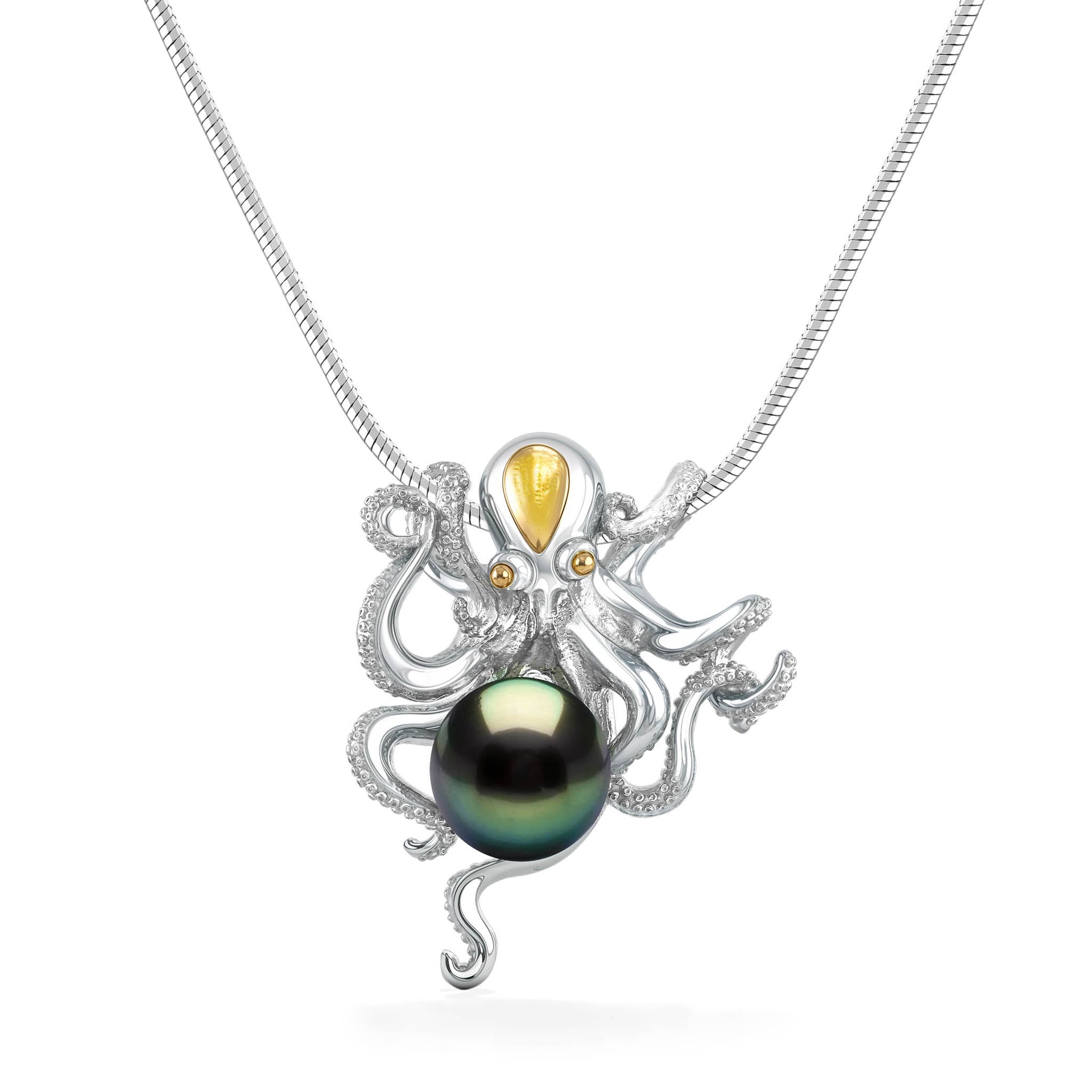 Octopus Pendant – 10mm Tahitian Black Pearl – Na Hoku