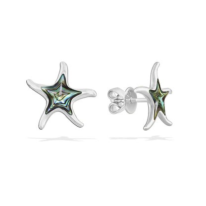 47566 - 14K White Gold - Starfish Stud Earrings