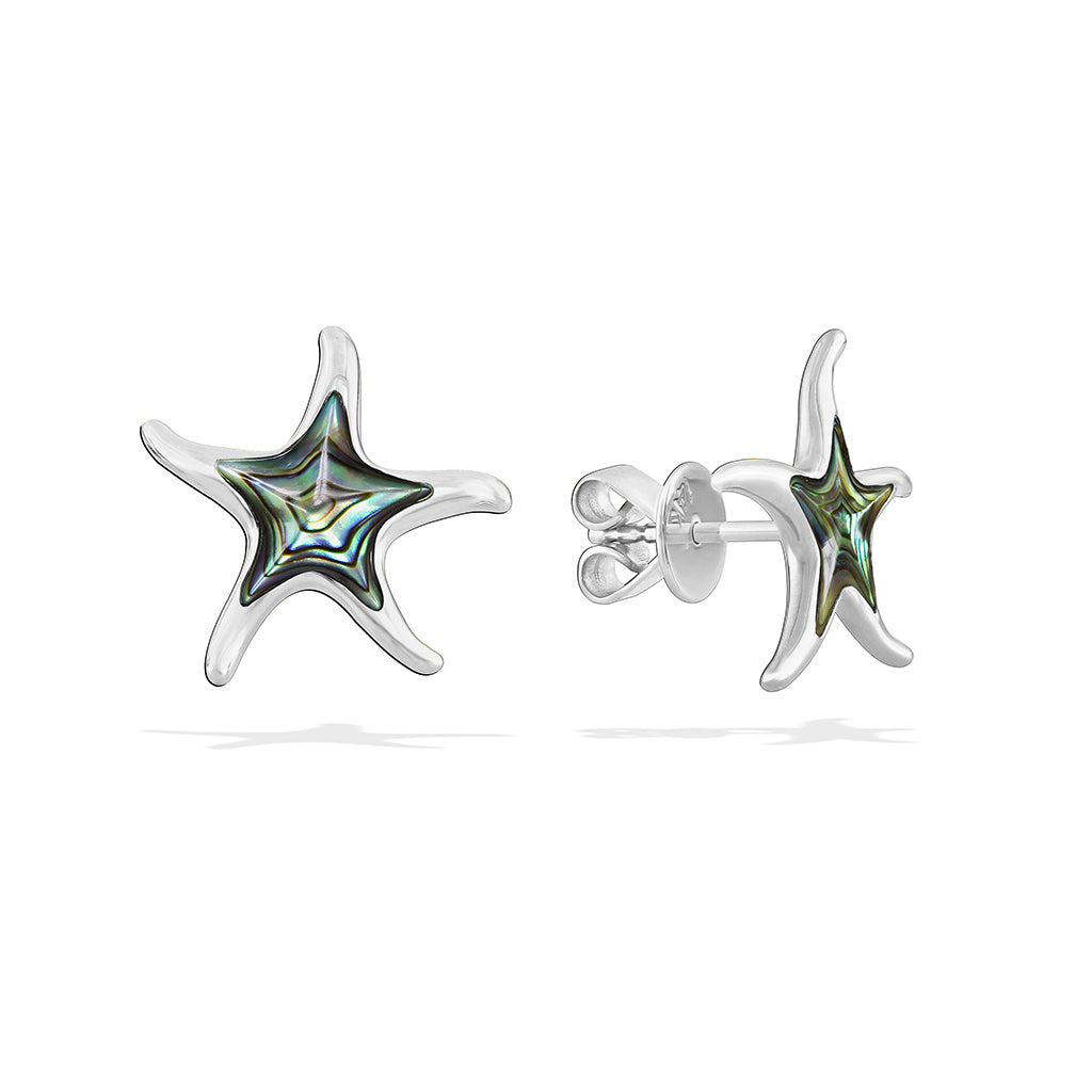 47566 - 14K White Gold - Starfish Stud Earrings
