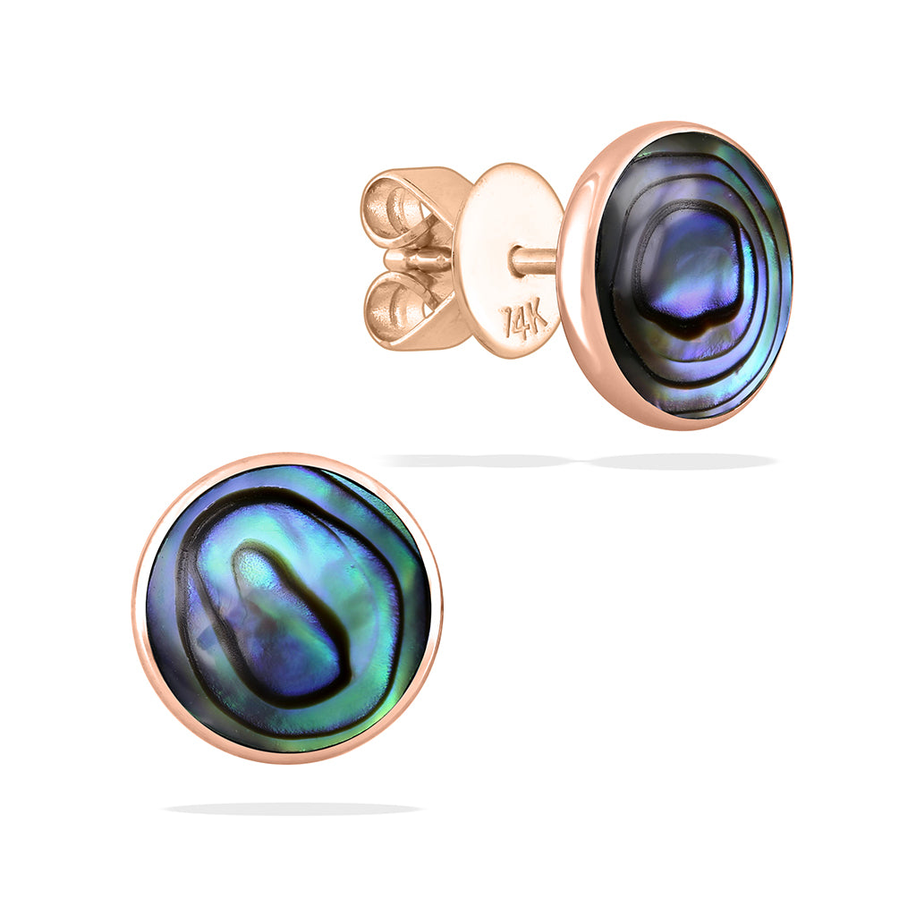 43418 - 14K Rose Gold - Abalone Inlay Stud Earrings