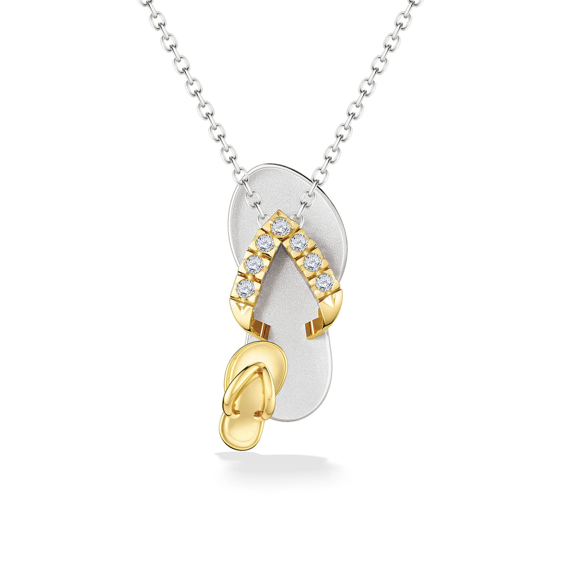 43408 - 14K Yellow Gold and Sterling Silver - Mom and Keiki Hawaiian Slipper Pendant