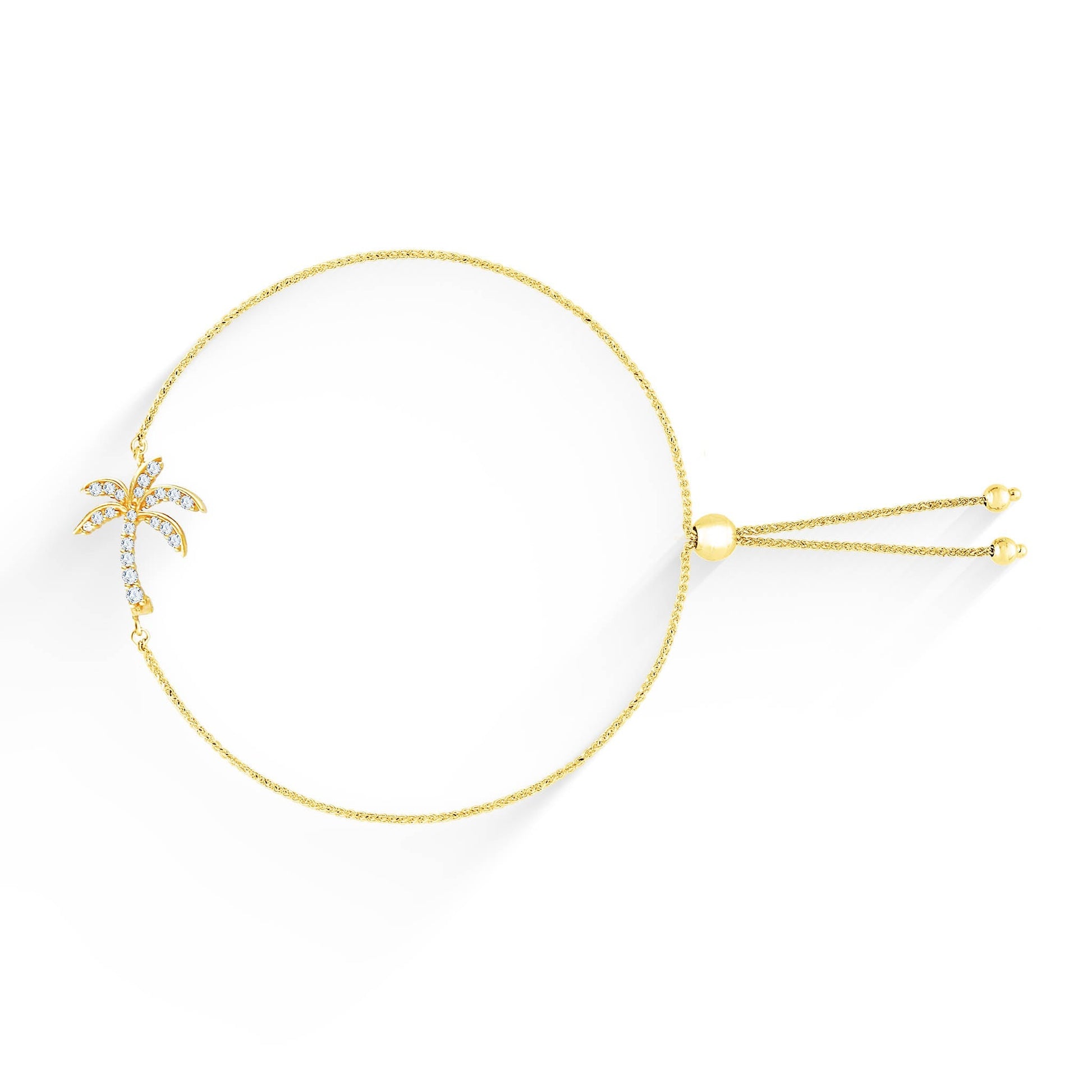 43391 - 14K Yellow Gold - Palm Tree Adjustable Bolo Bracelet