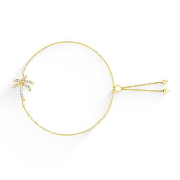Palm Tree Bolo Bracelet –14K Yellow Gold & Diamonds– Na Hoku