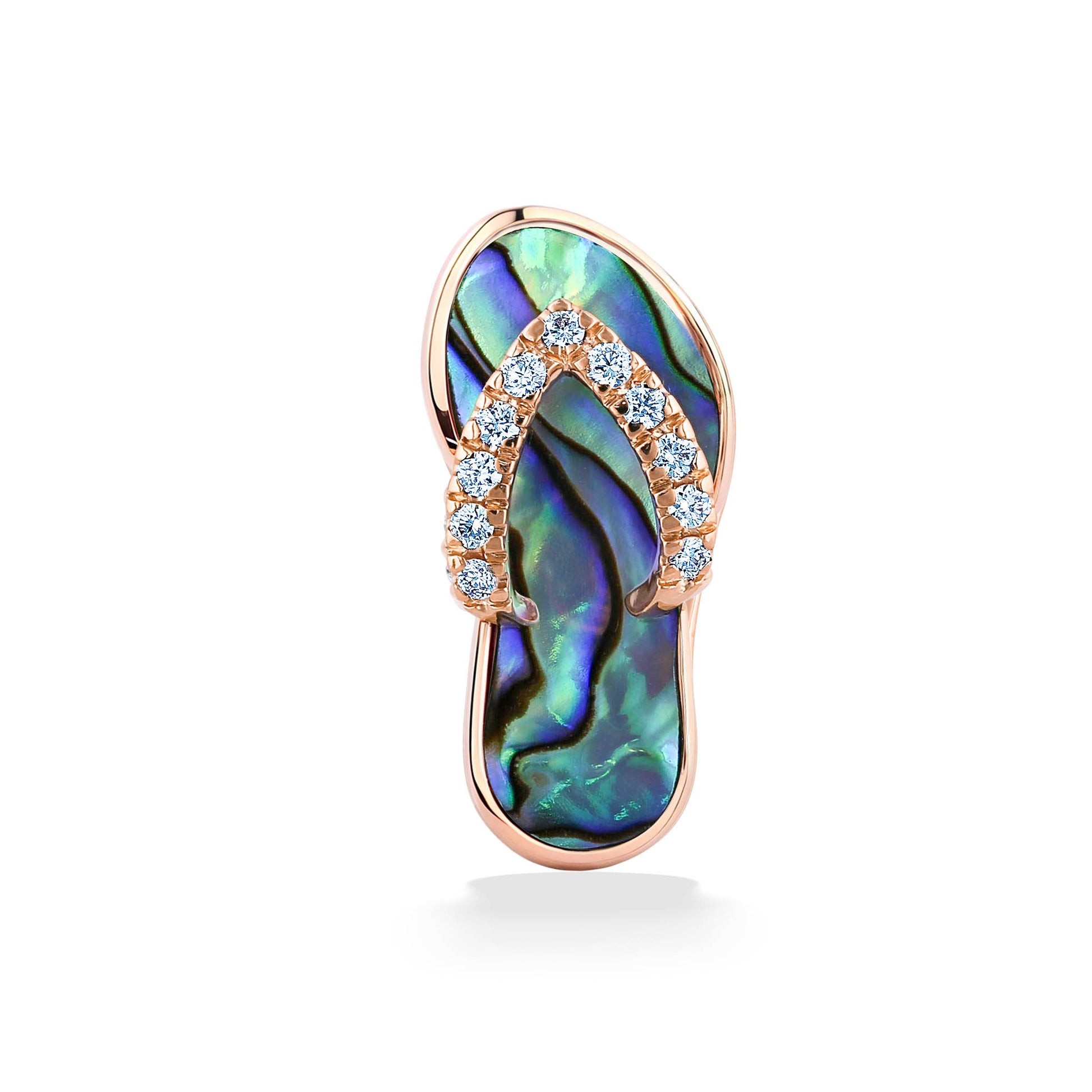 Large Hawaiian Slipper Pendant with Abalone and Diamonds