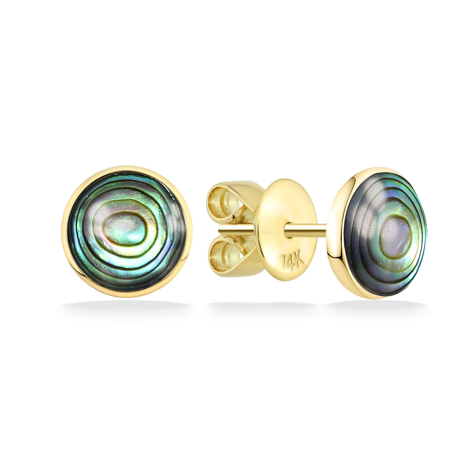 43401 - 14K Yellow Gold - Abalone Inlay Stud Earrings