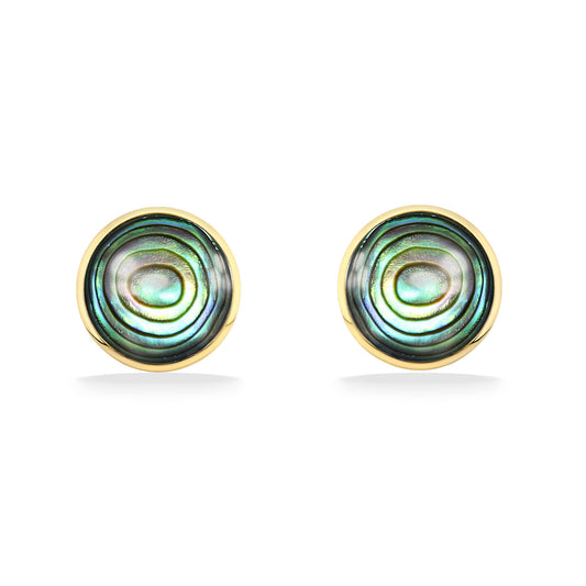 43401 - 14K Yellow Gold - Abalone Inlay Stud Earrings