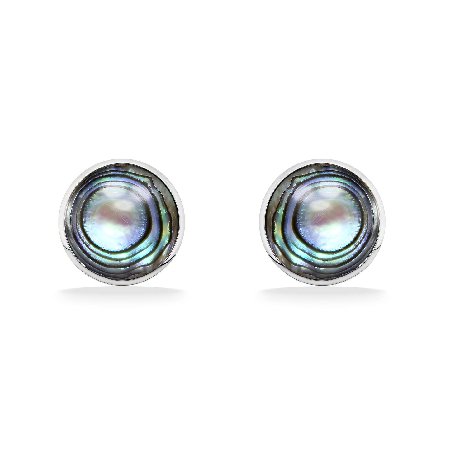 43402 - 14K White Gold - Abalone Inlay Stud Earrings