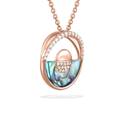 47591 - 14K Rose Gold - Horizon Pendant with Abalone Inlay and Diamonds