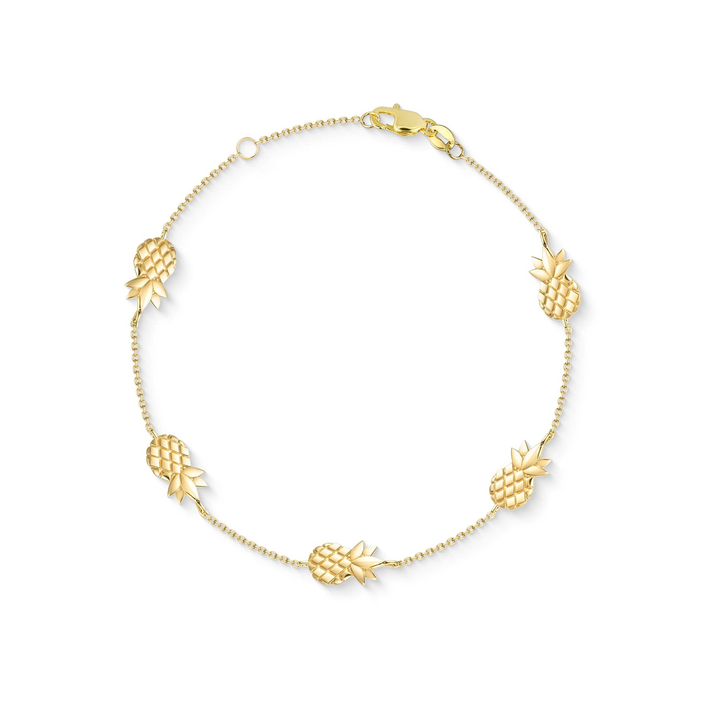 43793 - 14K Yellow Gold - Pineapple Adjustable Bracelet