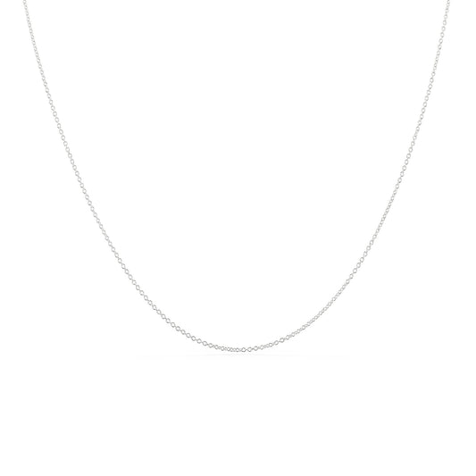 771787 - 14K White Gold - 16" Adjustable Keiki Cable Chain, 0.8mm