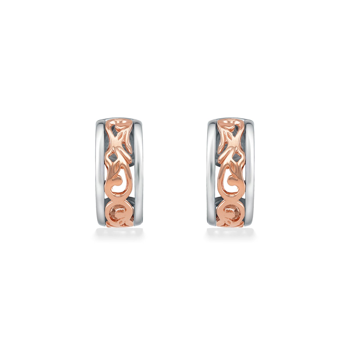 43706 - 14K Rose Gold and Sterling Silver  - Nalani Huggie Hoop Earings