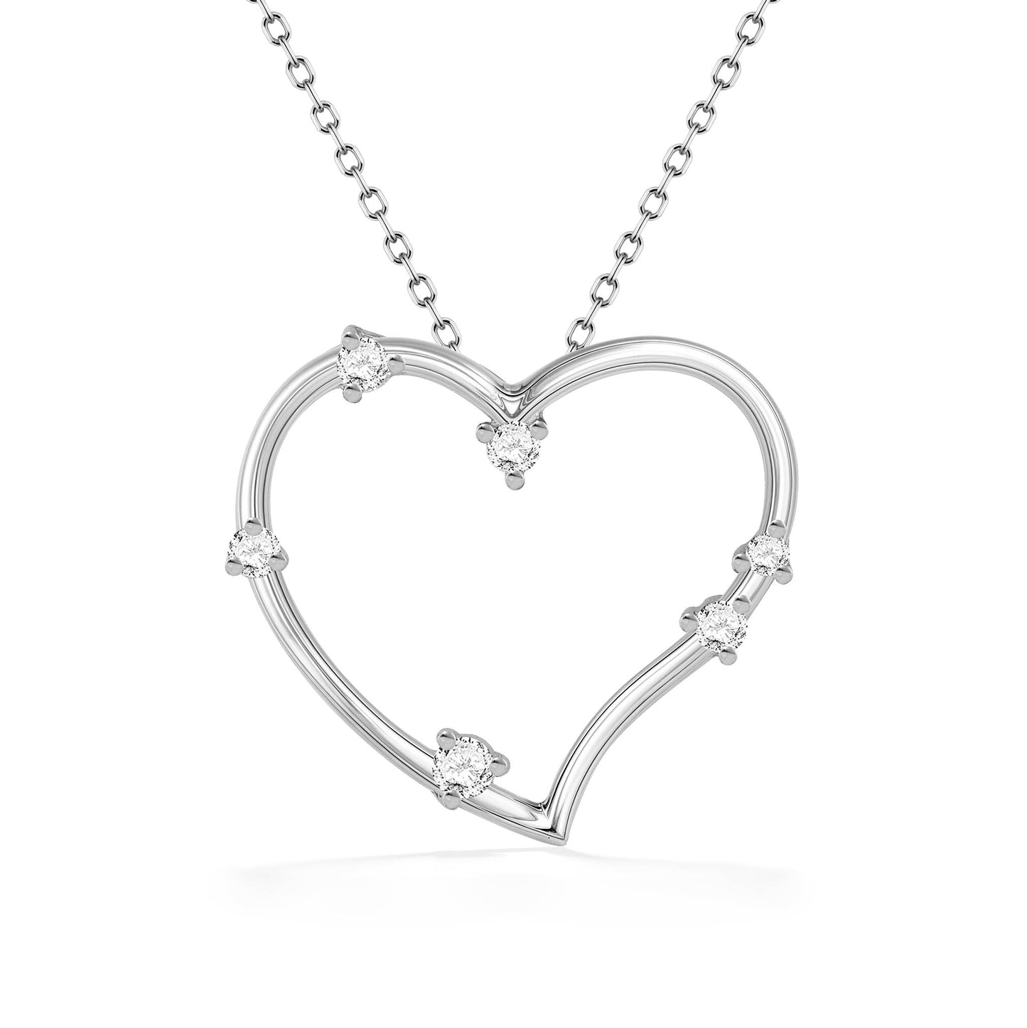 Sleek white gold forms an open heart design, punctuated by diamonds that catch light with subtle brilliance. Item No. 44031