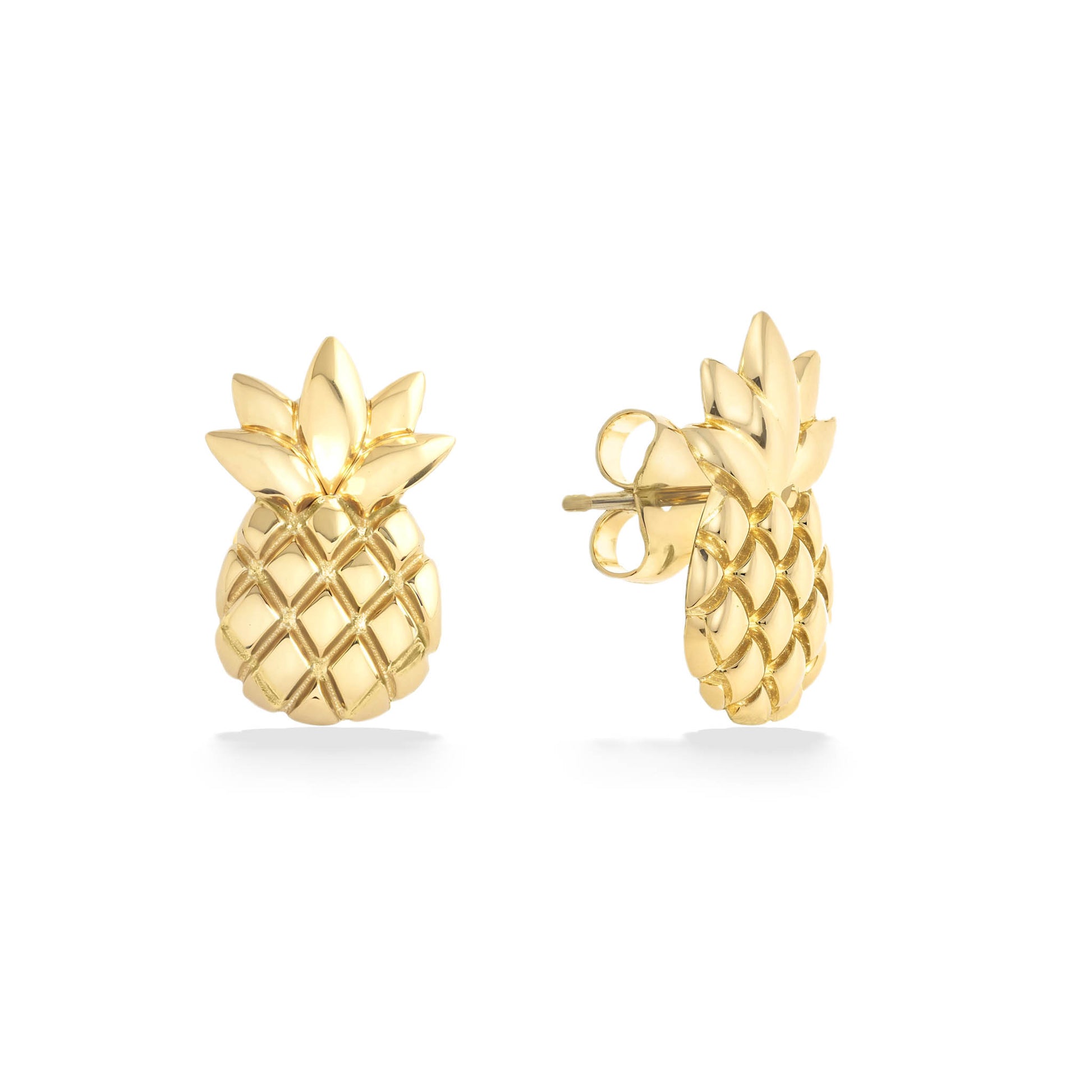 44203 - 14K Yellow Gold - Pineapple Stud Earrings