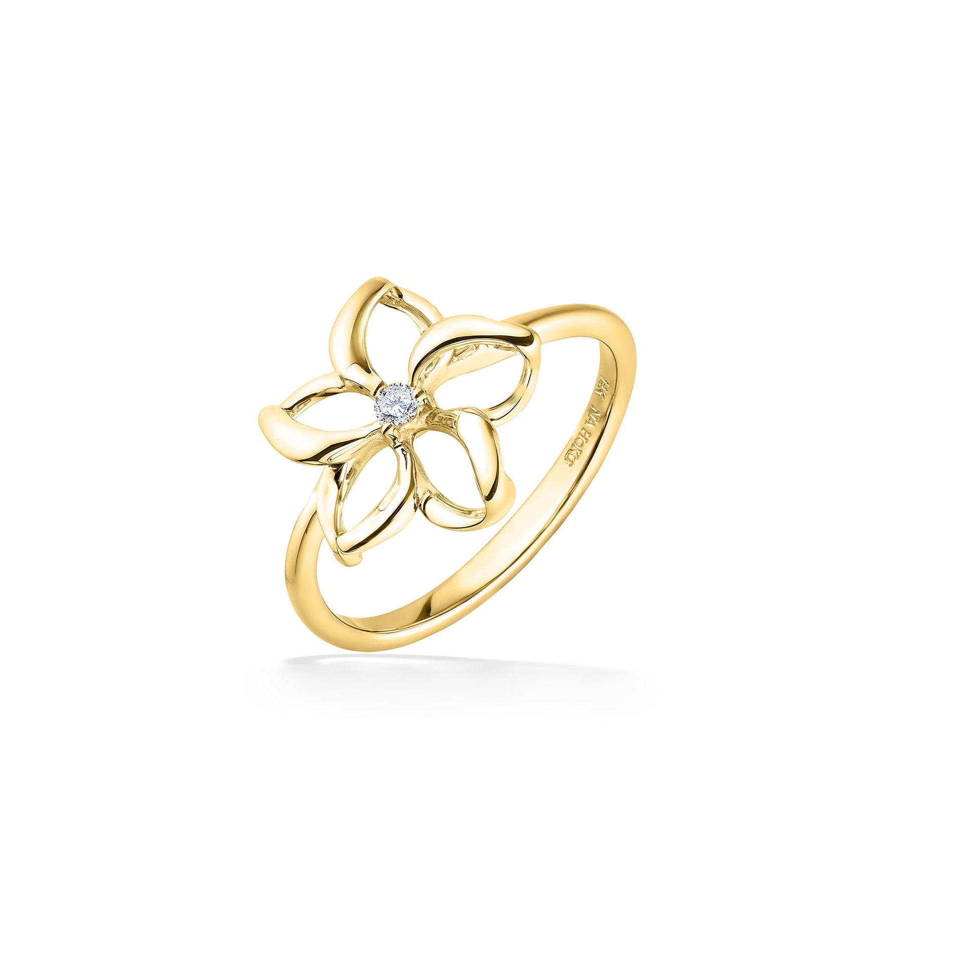 44250 - 14K Yellow Gold - Floating Plumeria Ring