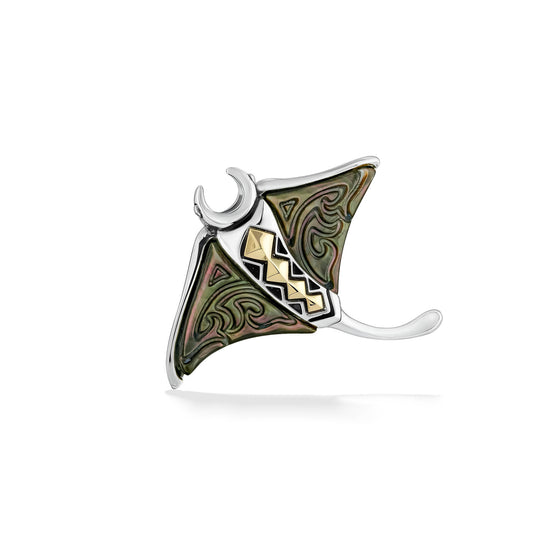 44253 - 18K Yellow Gold and Sterling Silver - Manta Ray Pendant