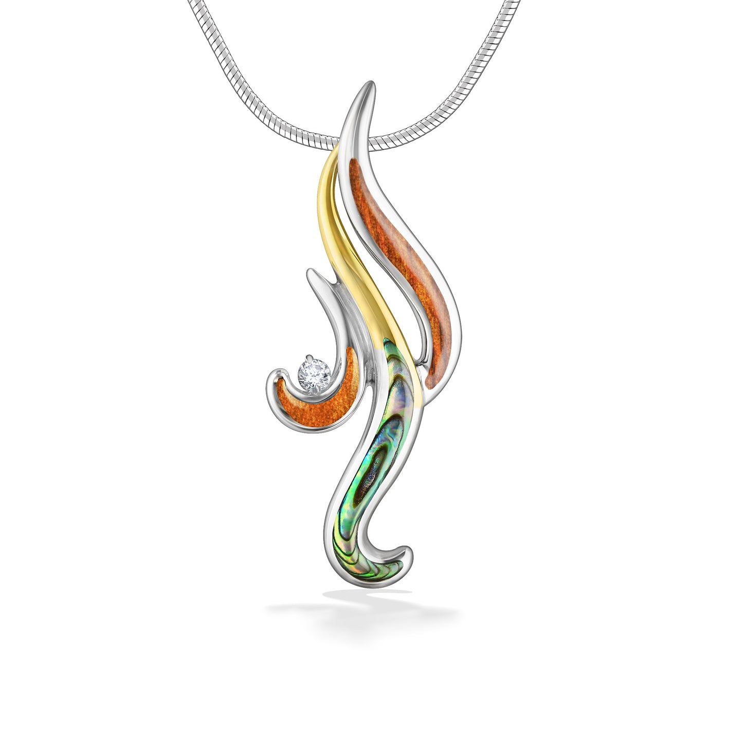 44257 - 18K Yellow Gold and Sterling Silver - Waterfall Pendant