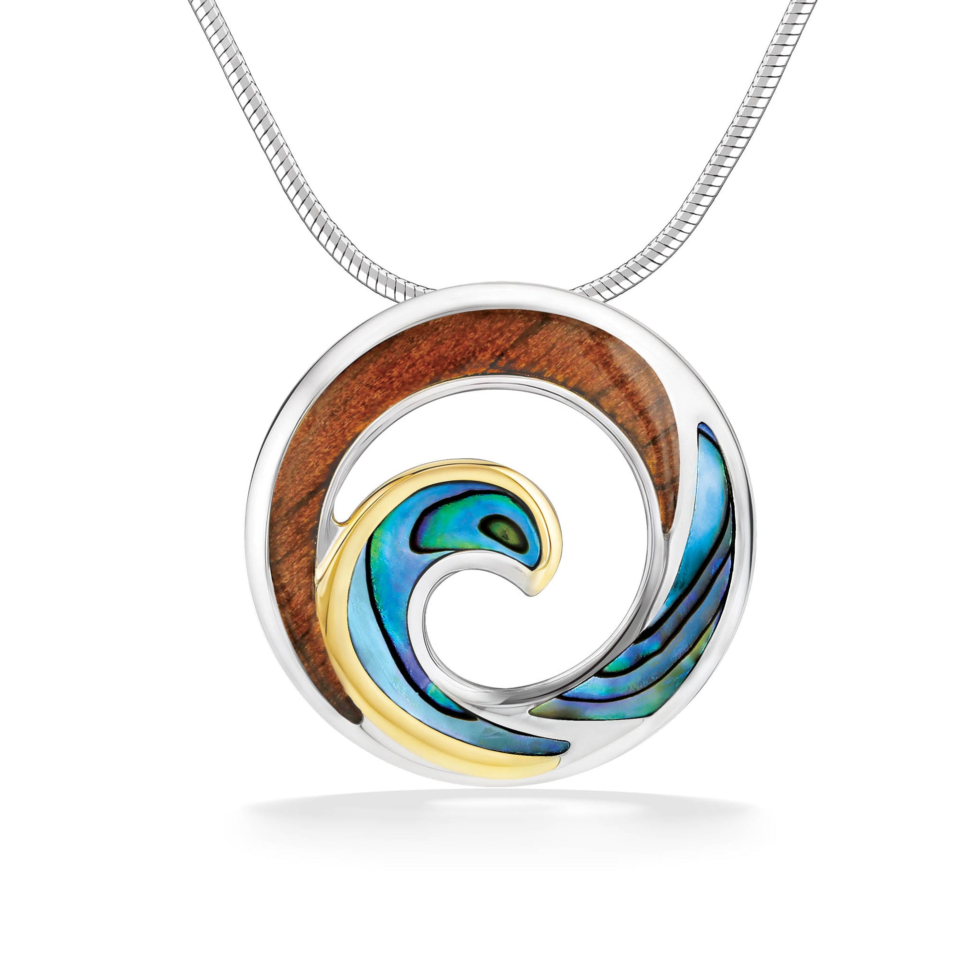 44265 - 18K Yellow Gold and Sterling Silver - Wave Pendant