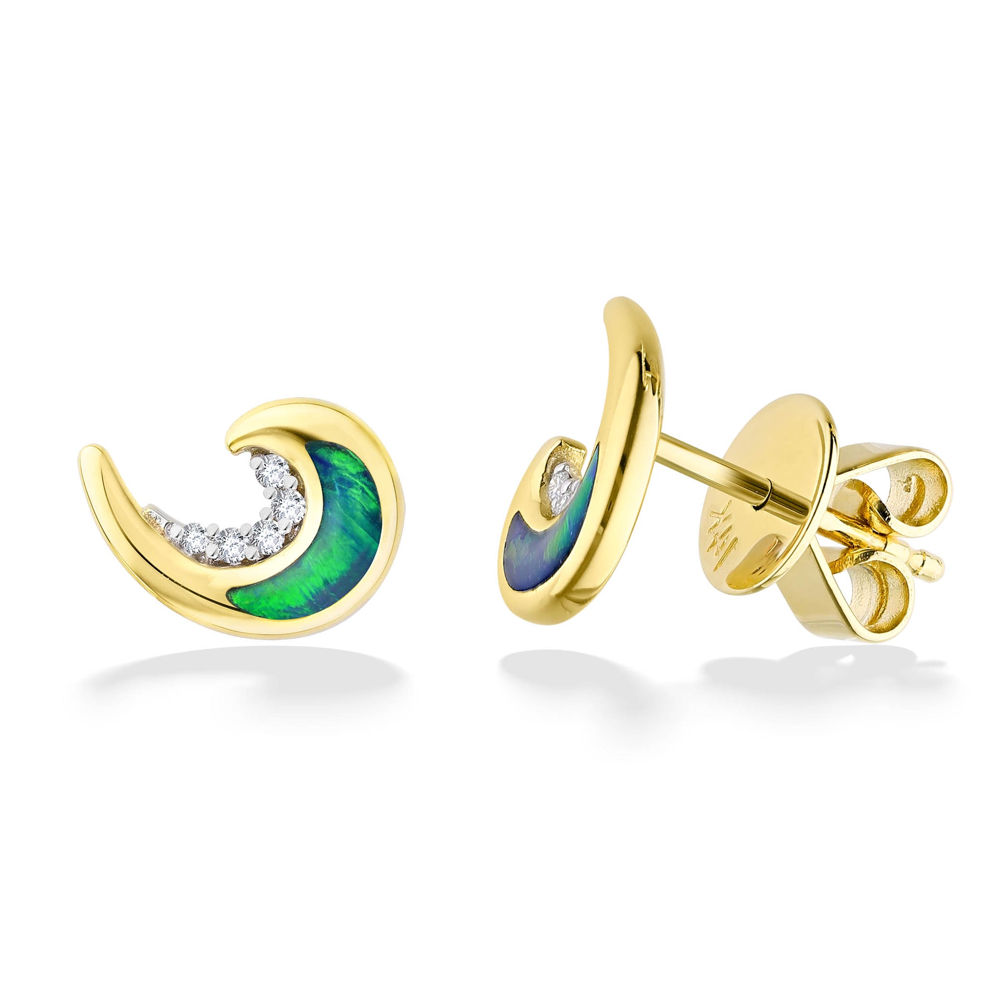 44278 - 14K Yellow Gold - Ocean Swell Opal Stud Earrings