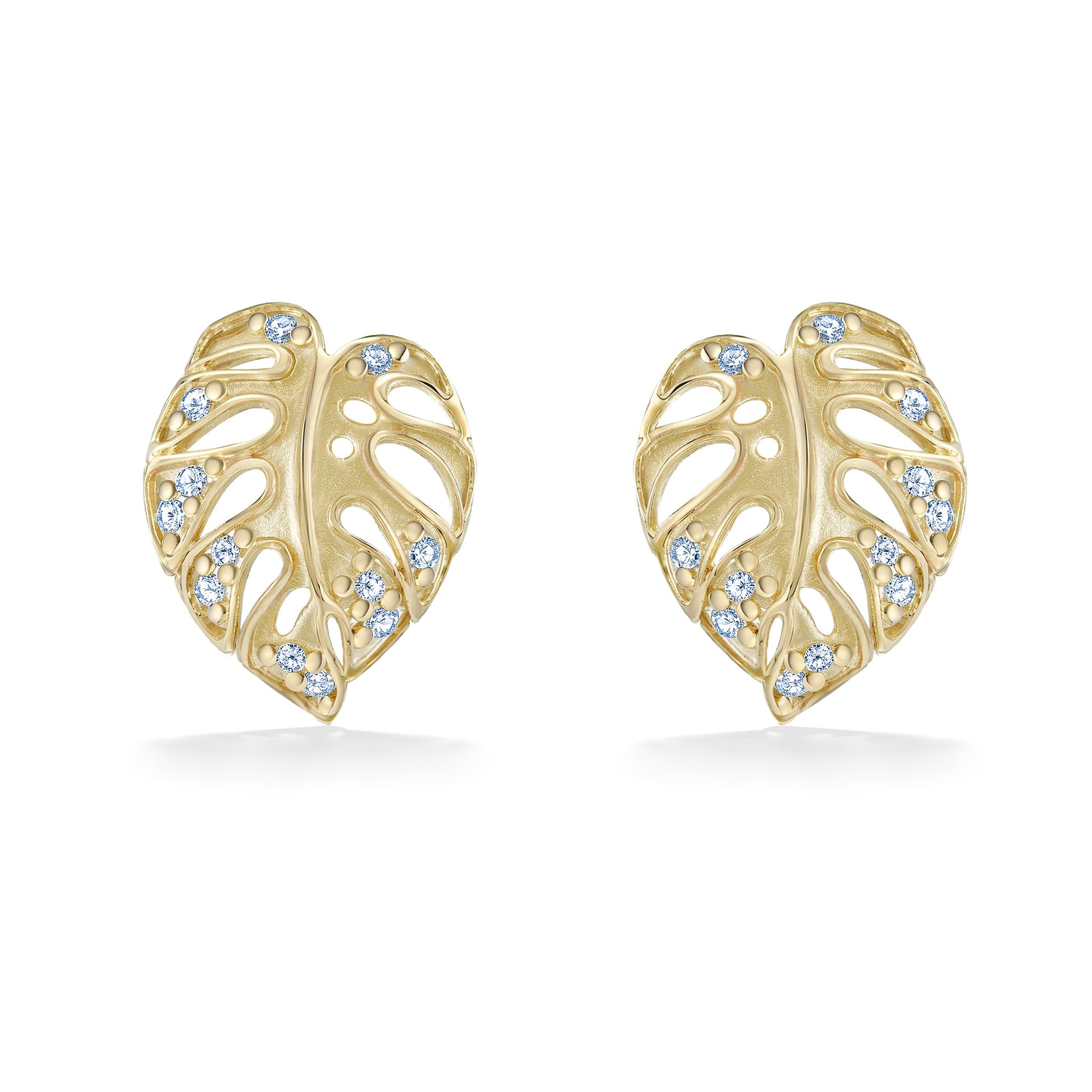 beaded monstera earrings Diamond Monstera Stud Earrings