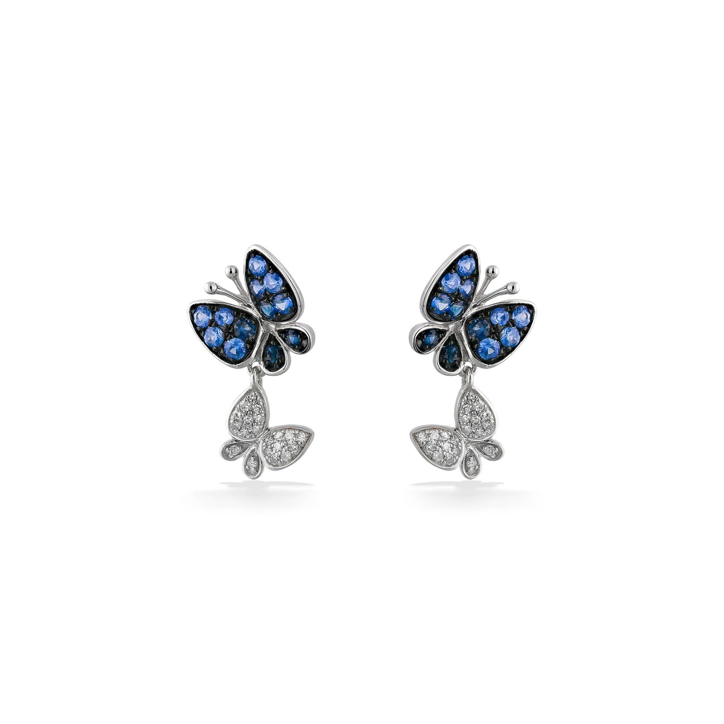 773042 - 14K White Gold - Effy Butterflies Dangle Stud Earrings