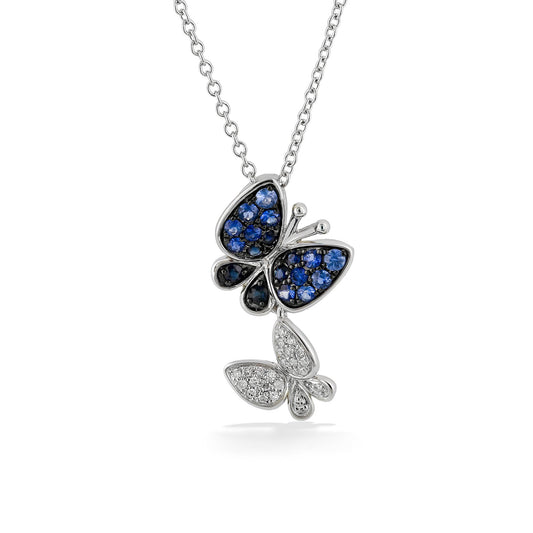 773043 - 14K White Gold - Effy Blue Sapphire Butterfly Pendant