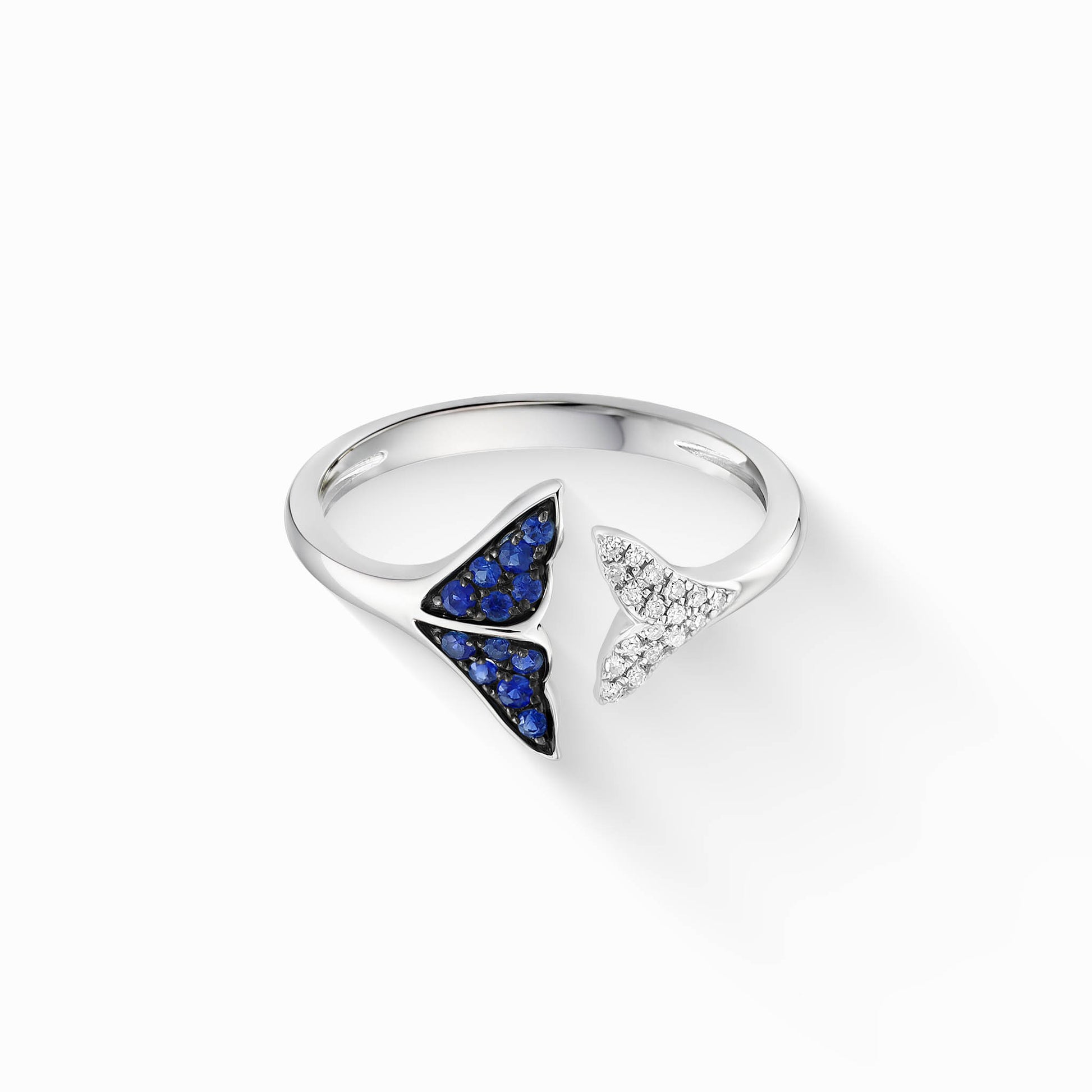 890922 - 14K White Gold - Effy Blue Sapphire and Diamond Whale Tail Open Ring