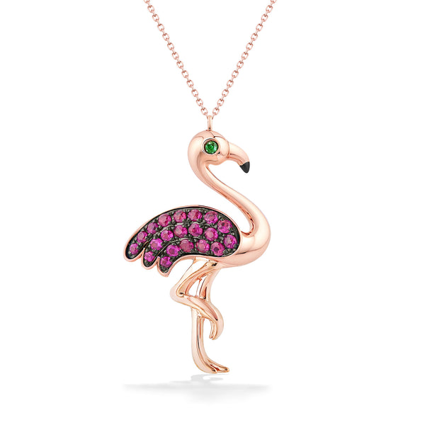 Pink Flamingo Necklace Rose Gold XL | jewelry