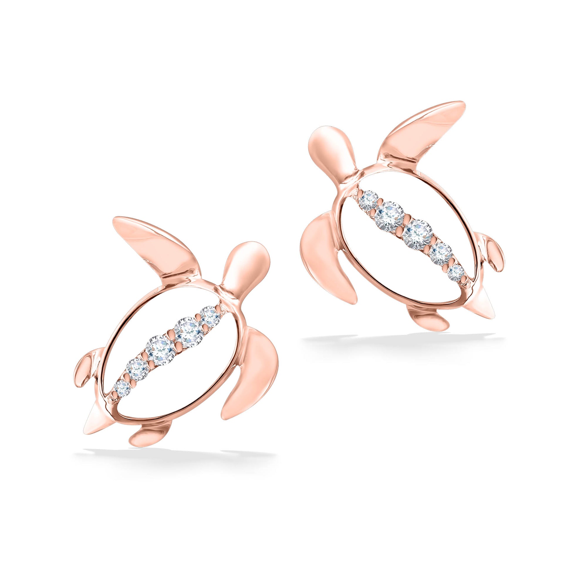 44466 - 14K Rose Gold - Honu Stud Earrings