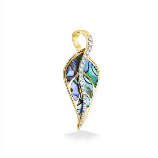 44487 - 14K Yellow Gold - Maile Leaf Pendant