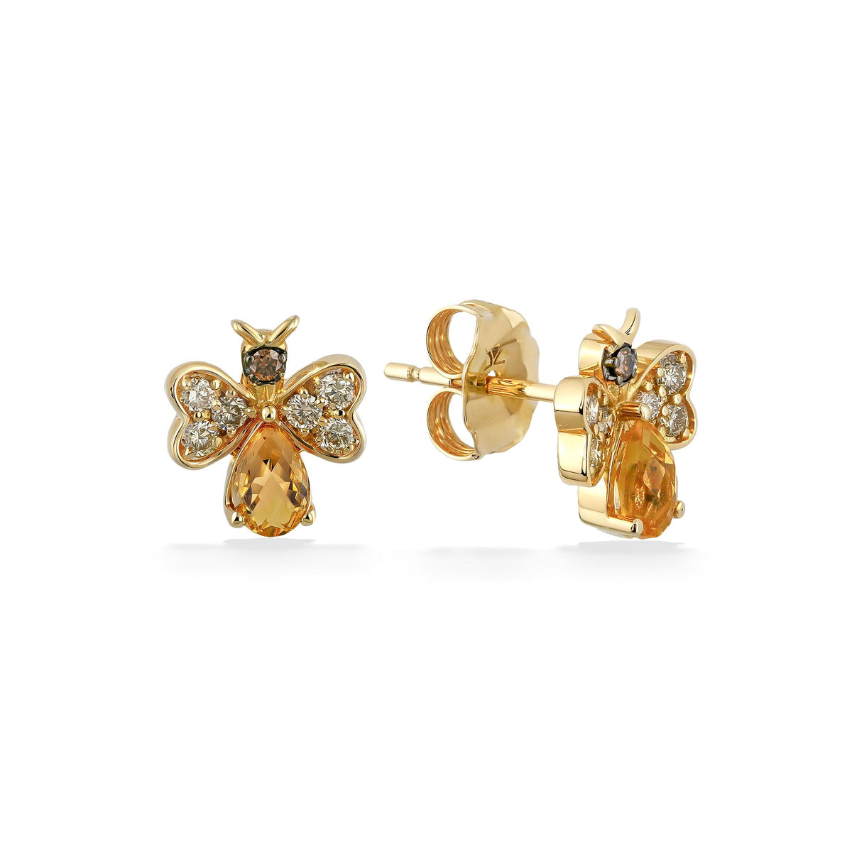 Citrine & Chocolate Diamond Honeybee Earrings – Honey Gold™ – Na Hoku