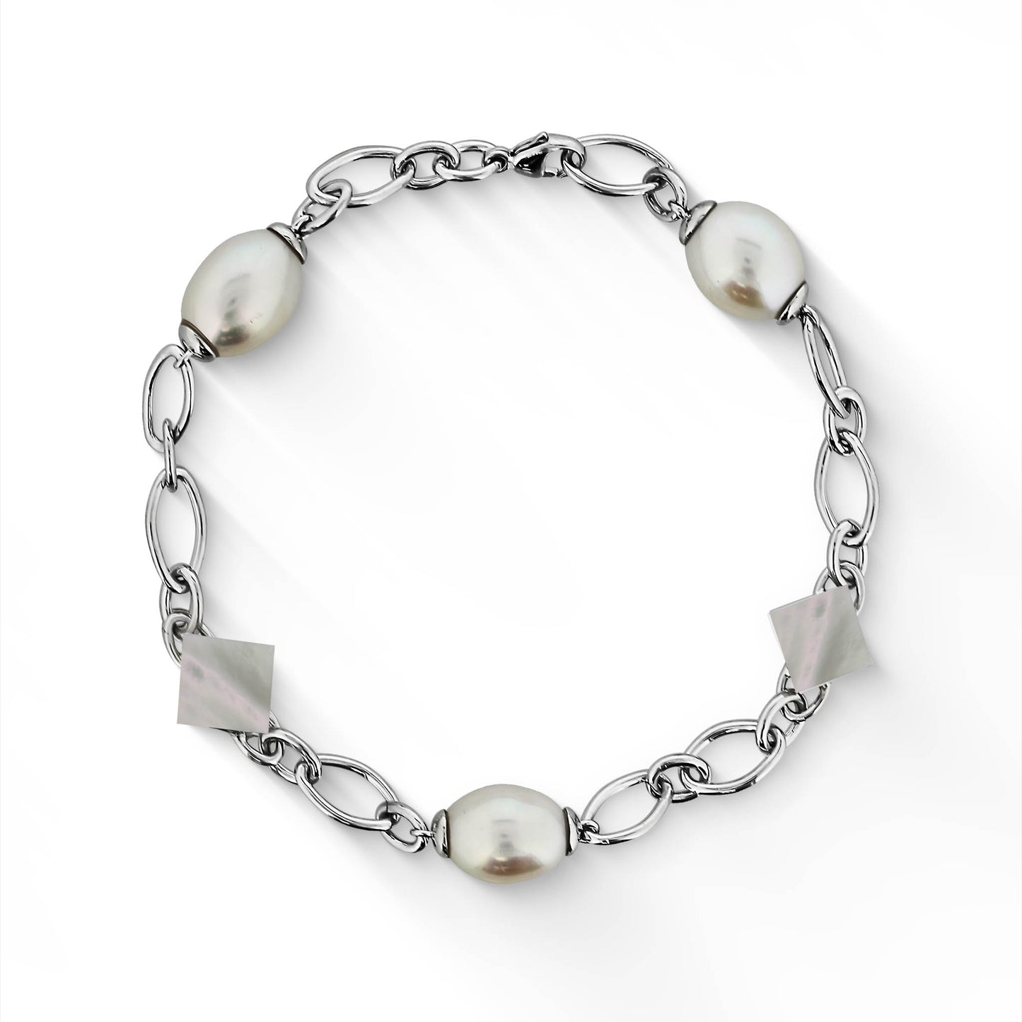 44535 - Sterling Silver - Freshwater and Mother of Pearl Bracelet