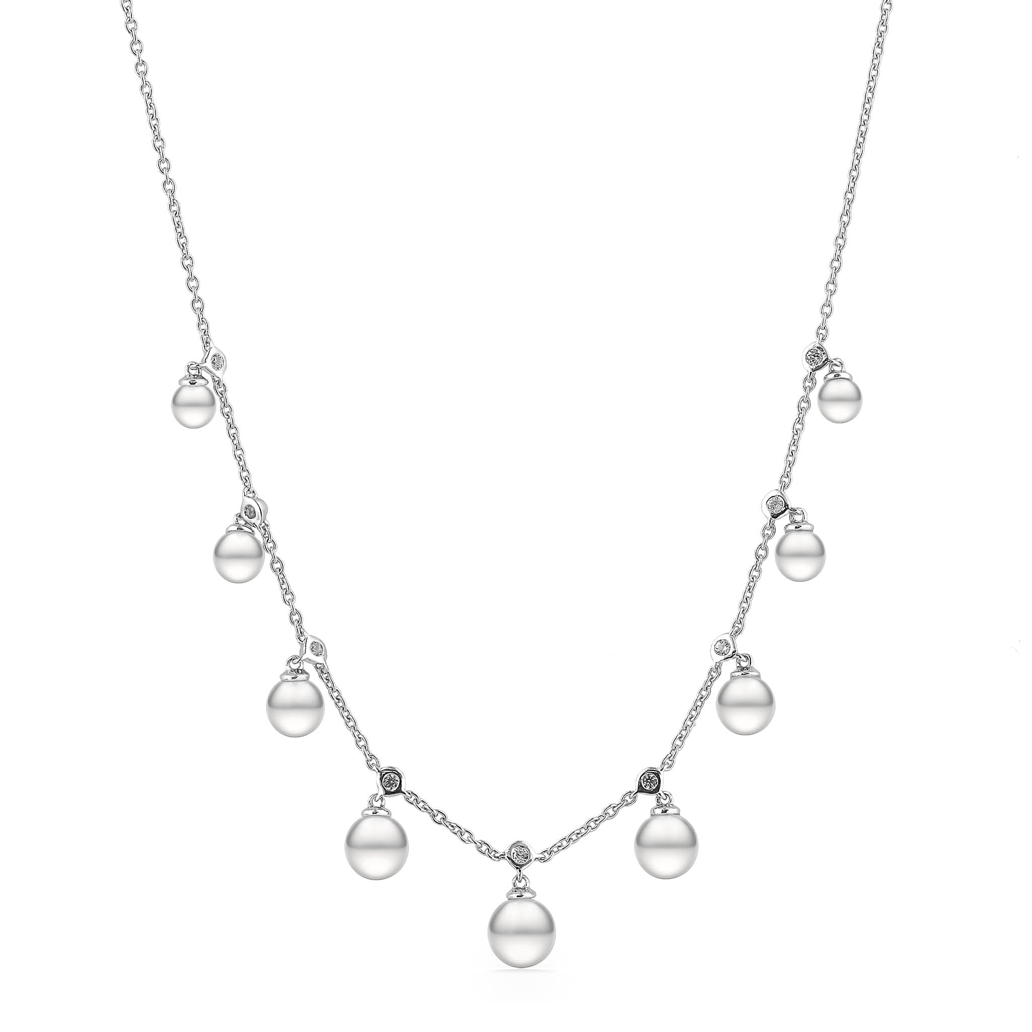 Freshwater Pearl and Sapphire Stationary Necklace | Sterling