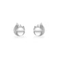 44559 - 14K White Gold - Maile Leaf Akoya Pearl Stud Earrings