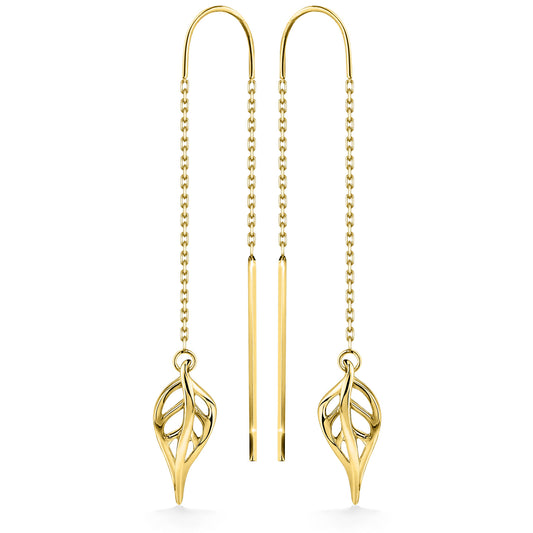 44603 - 14K Yellow Gold - Maile Leaf Threader Earrings