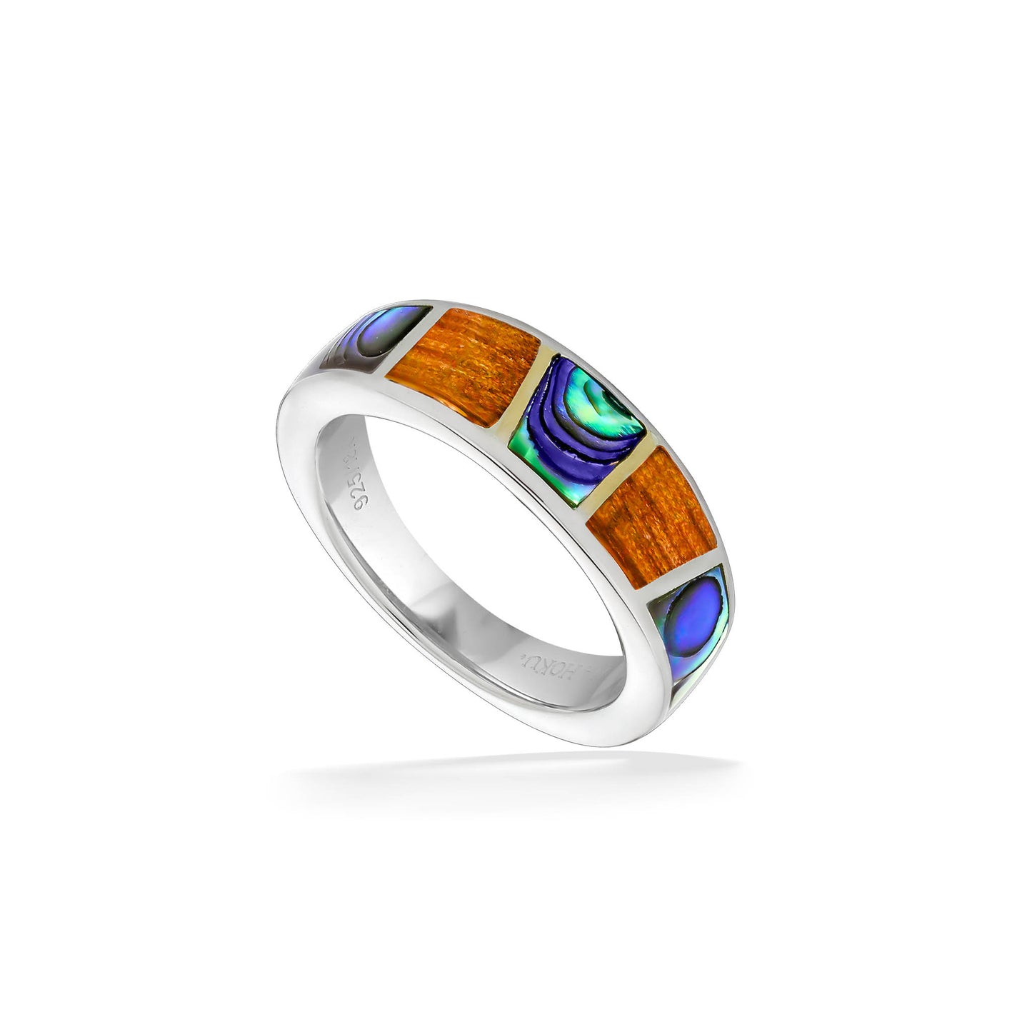 44596 - 18K Yellow Gold and Sterling Silver - Inlay Ring