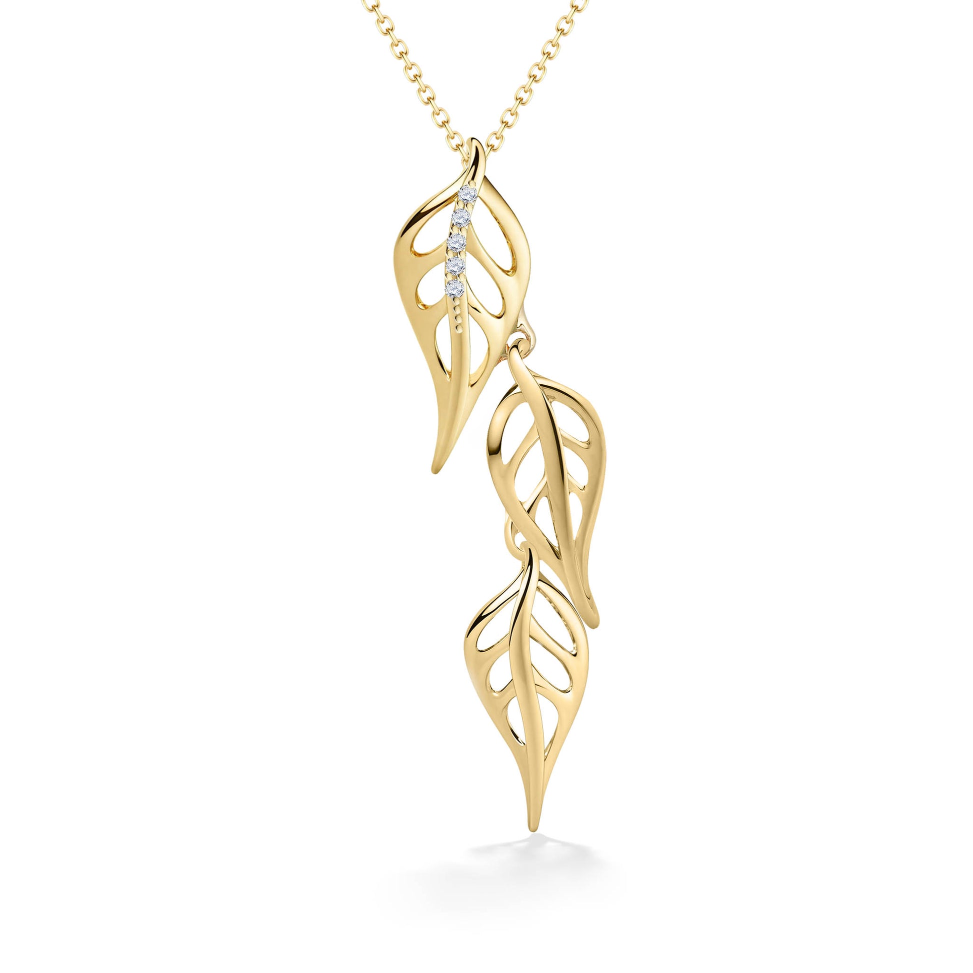 44673 - 14K Yellow Gold - Maile Leaf Drop Pendant