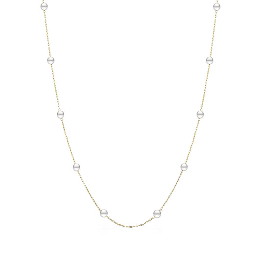 773218 - 14K Yellow Gold - White Akoya Pearl  Necklace