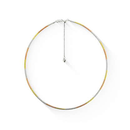 773223 - 14K Rose Gold, 14K White Gold and 14K Yellow Gold - 17" Tri-Color Stardust Omega Necklace